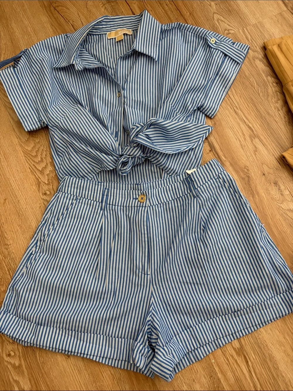 Michael Kors Blue & White Striped Two-Piece Set
